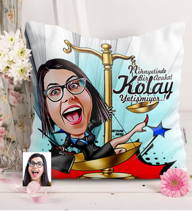 BK Gift Kişiye Özel Bayan Avukat Karikatürlü  Yastık  4