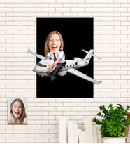 Kişiye Özel Hediye Bayan Pilot Karikatür Ahşap Tablo