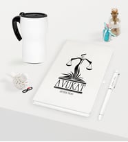 BK Gift Kişiye Özel Avukat Temalı Beyaz Defter Kalem ve Termos Mug Seti - 5 (Model 1)