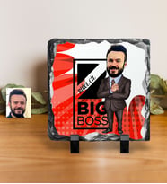 BK Gift Kişiye Özel Bay Big Boss Karikatürlü Dekoratif Doğal Taş  2