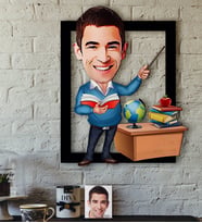 BK Gift Kişiye Özel Bay Öğretmen Karikatürlü 3D Ahşap Tablo-5