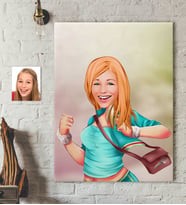 BK Gift Kişiye Özel Kadın Karikatürlü Kanvas Tablo 70x100cm -52