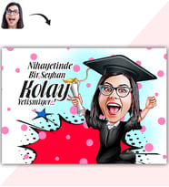BK Gift Kişiye Özel Bayan Mezun Karikatür Baskılı Yaş Pasta İçin Yenilebilir Şekerli Kağıt  1(Sadece Kağıt)