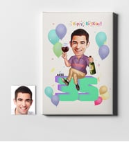 BK Gift Kişiye Özel Doğum Günü Karikatür Kanvas Tablo 50x70cm 12