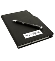 Kişiye Özel Kalemli Siyah Termo Deri Ciltli Çizgili Defter