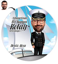 BK Gift Kişiye Özel Bay Gemi Kaptanı Karikatür Baskılı Yaş Pasta İçin Yenilebilir Şekerli Kağıt  1(Sadece Kağıt)