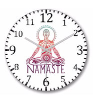 Namaste Yoga Duvar Saati    Bombeli Gercek Cam
