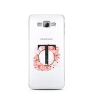 Pembe Çiçekli Harf Tasarım Süper Şeffaf Silikon Telefon Kılıfı Samsung A8 (2015)
