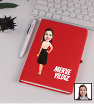 Kişiye Özel Karikatürize Defter Kalem Seti Kırmızı 91352