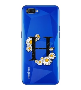 Papatya Harf Tasarım Süper Şeffaf Silikon Telefon Kılıfı Oppo Realmi C2 H-Harfi