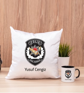 Özel Harekat Polisi Kare Yastık ve Siyah Kupa Bardak