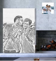 8 Mart Kadınlar Günü Hediyesi Kişiye Özel Karakalem Tasarımlı Kanvas Tablo 30x50