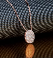 Gümüş Zirkon Taşlı " Oval " Tasarım Kolye (Beyaz)