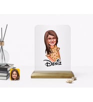 BK Gift Kişiye Özel Kız Çocuk Karikatürlü Ahşap Standlı Çerçeve-8 (Beyaz)