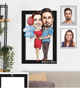 Kişiye Özel Sevgili Karikatürlü 3D Ahşap Tablo 30x47 Model 9