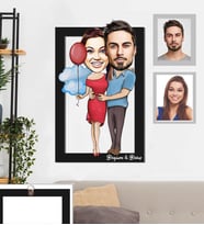 Kişiye Özel Sevgili Karikatürlü 3D Ahşap Tablo 30x47 Model 9