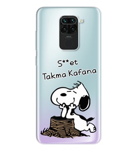 Snoopy Tasarımlı Süper Şeffaf Silikon Telefon Kılıfı Xiomai Redmi Note 9