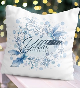 BK Gift Kişiye Özel Yılbaşı Mutlu Yıllar Temalı  Yastık - 12