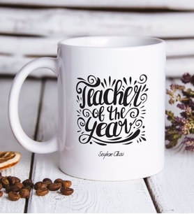 BK Gift Kişiye Özel Yılın Öğretmeni Beyaz Kupa Bardak-1