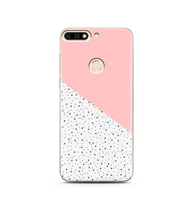 Pembe Puantiye Tasarımlı Süper Şeffaf Silikon Telefon Kılıfı Huawei Honor 7c-Y7 