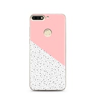 Pembe Puantiye Tasarımlı Süper Şeffaf Silikon Telefon Kılıfı Huawei Honor 7c-Y7 