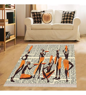 Afrika Desenli Afrikalı Kadın Halı Dijital Baskı Yıkanabilir Modern Salon Halı ve Yolluk (Çok Renkli)