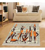 Afrika Desenli Afrikalı Kadın Halı Dijital Baskı Yıkanabilir Modern Salon Halı ve Yolluk (Çok Renkli)