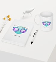 BK Gift Kişiye Özel Okulda Ünlüyüm Temalı Beyaz Defter Kalem Kupa Seti - 1