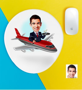 BK Gift Kişiye Özel Bay Uçuş Görevlisi Host Karikatürlü Bilek Destekli Mouse Pad (Beyaz)