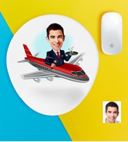 BK Gift Kişiye Özel Bay Uçuş Görevlisi Host Karikatürlü Bilek Destekli Mouse Pad (Beyaz)