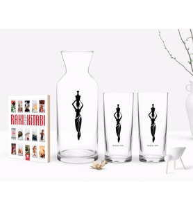 BK Gift Kişiye Özel Renkli Baskılı İsimli İkili Rakı Bardağı Karaf ve Cep Kitabı Hediye Seti-118 (Model 1)