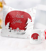 BK Gift Kişiye Özel Yılbaşı Mutlu Yıllar Temalı Yastık Kupa Seti - 1