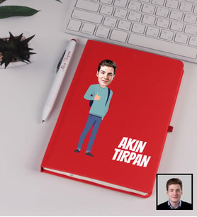 Kişiye Özel Karikatürize Defter Kalem Seti Kırmızı 91337