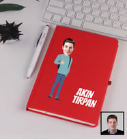 Kişiye Özel Karikatürize Defter Kalem Seti Kırmızı 91337