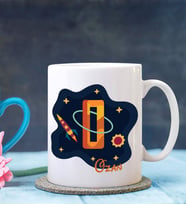 Kişiye Özel O Harfi Temalı Space Tasarımlı Beyaz Kupa