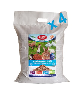 Bonny Nice Organik Çam Pelet Kemirgen Altlığı 10 kg 17 l x 4 Paket