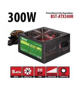 Power Boost Bst-Atx300R 300W 12Cm Kırmızı Fan Siyah Atx Power Supply (Retail Box)
