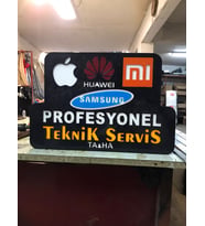 Teknik Servis Yazılı Tabela 3D Led Neon Etkili Işıklı Tabela 30X45 CM Tek Taraflı
