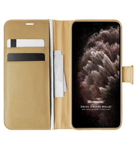 Microsonic Apple iPhone 11 Pro Max Kılıf Delux Leather Wallet Gold