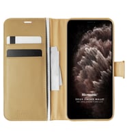 Microsonic Apple iPhone 11 Pro Max Kılıf Delux Leather Wallet Gold