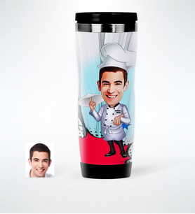 BK Gift Kişiye Özel Bay Chef Karikatürlü Çelik Termos Bardak  5