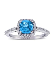 Lova Pırlantalı Kuşin Blue Topaz Yüzük - 1050217