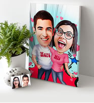 BK Gift Kişiye Özel Sevgililer Karikatür Kanvas Tablo 30x50cm  5