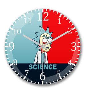 Rick and Morty Science Duvar Saati Bombeli Gercek Cam