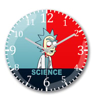 Rick and Morty Science Duvar Saati Bombeli Gercek Cam