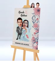 BK Gift Kişiye Özel Nikahımıza Hoş Geldiniz Şovaleli Karikatür Kanvas Tablo  2