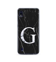 Samsung A10 Siyah Mermer Harf Tasarımlı Telefon Kılıfı G-Harfi 