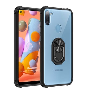 Microsonic Samsung Galaxy A11 Kılıf Grande Clear Ring Holder Siyah