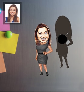 Kişiye Özel Öğretmen Karikatürlü Ahşap Magnet Bayan-9