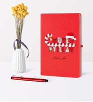 BK Gift Kişiye Özel Yılbaşı Mutlu Yıllar Temalı Kırmızı Defter Kalem Seti - 2